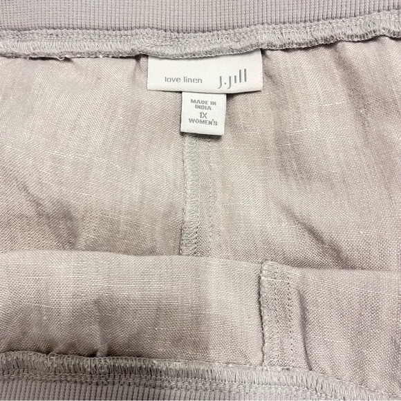 J. Jill Love Linen Elastic Waistband Pull-up Wide Leg Pants 100% Linen Taupe 1X - Picture 6 of 9